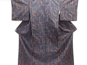 抽象模様織り出し手織り紬着物